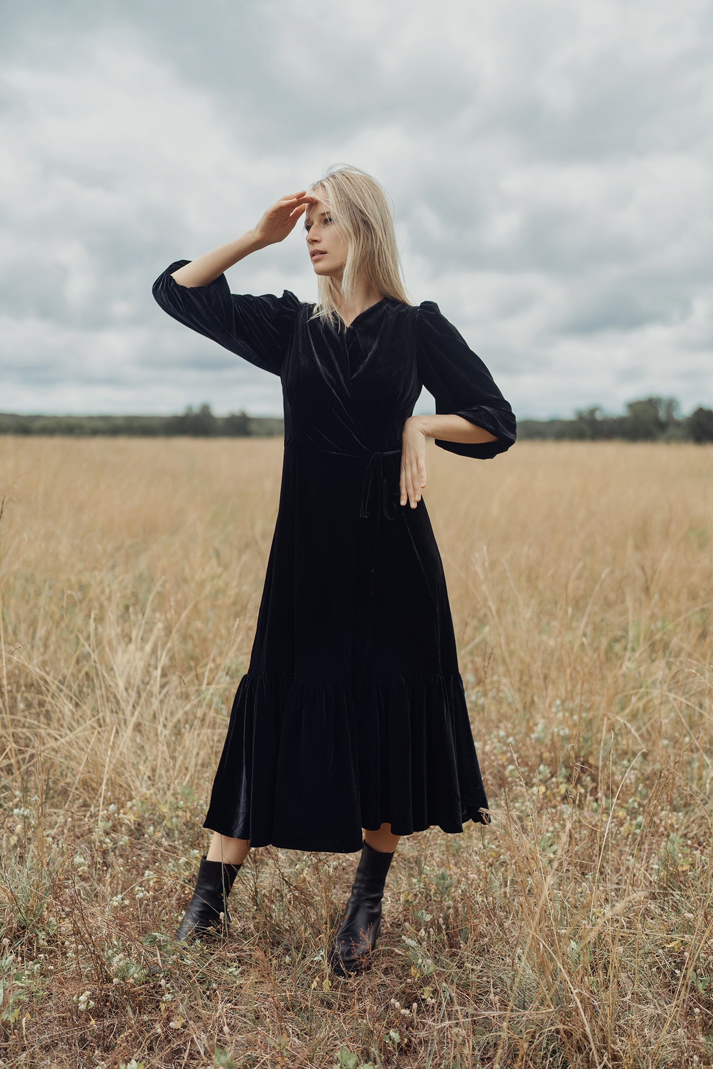 VELOUR WRAP DRESS