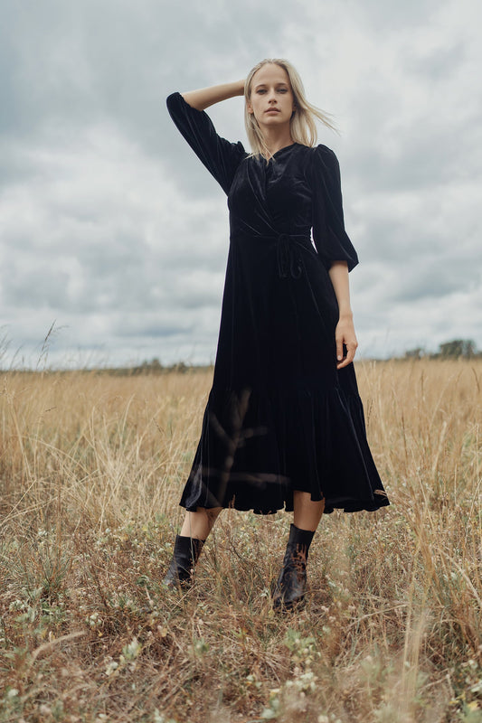 VELOUR WRAP DRESS