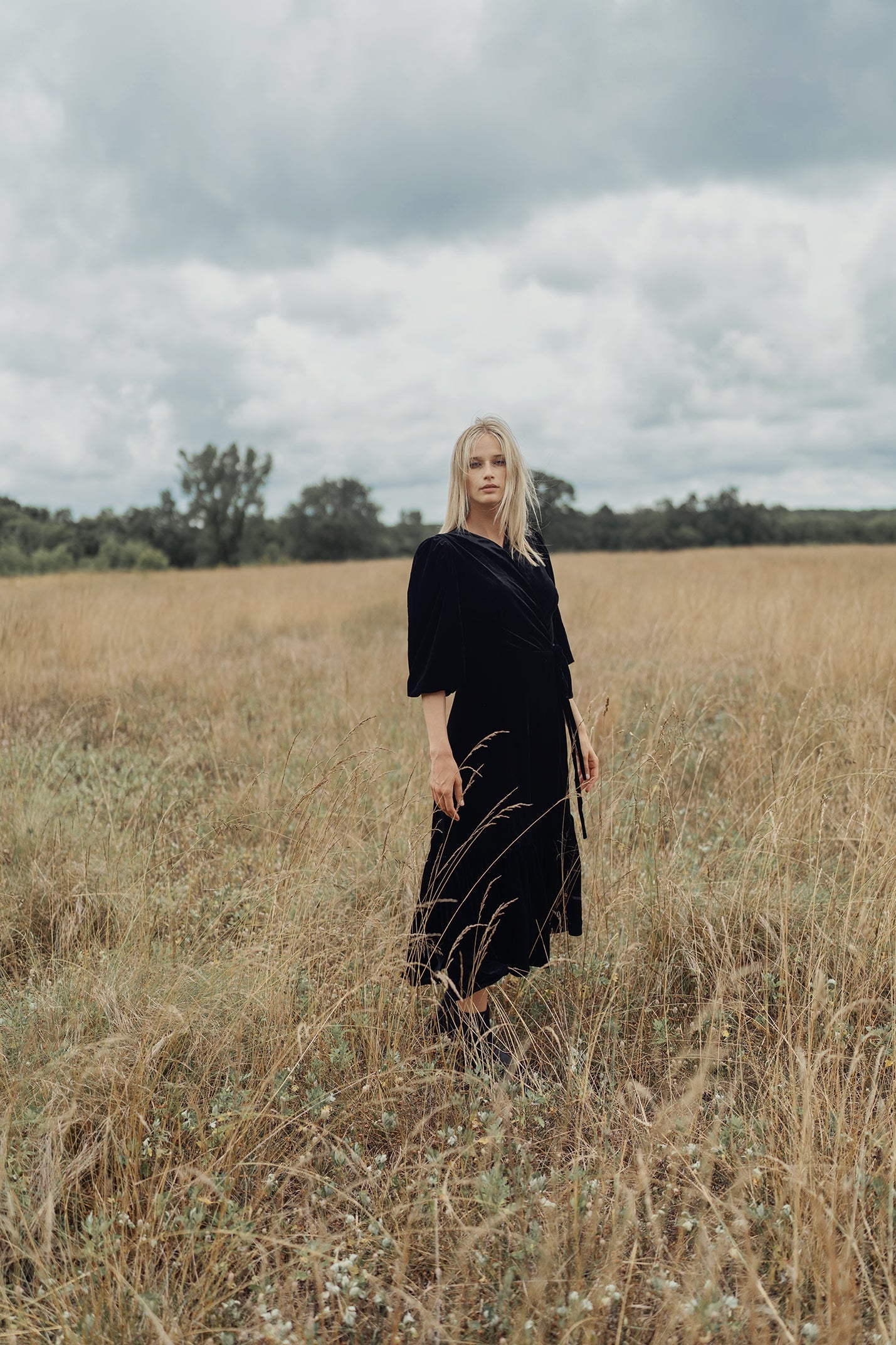 VELOUR WRAP DRESS
