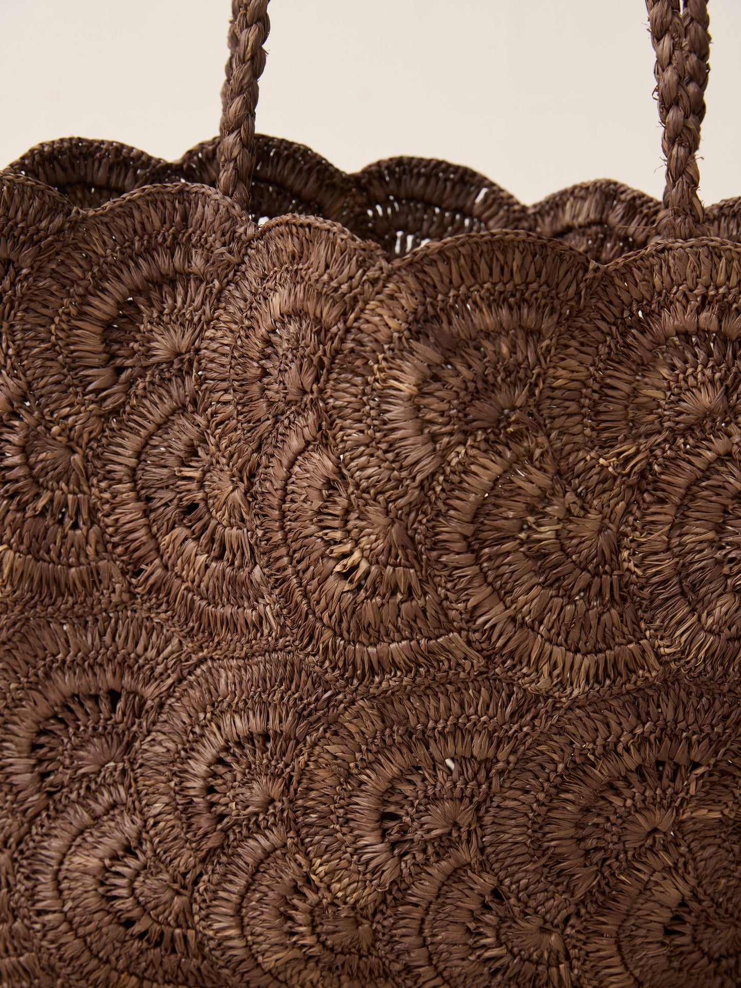 Handwoven Raffia Floral Pattern Tote Bag
