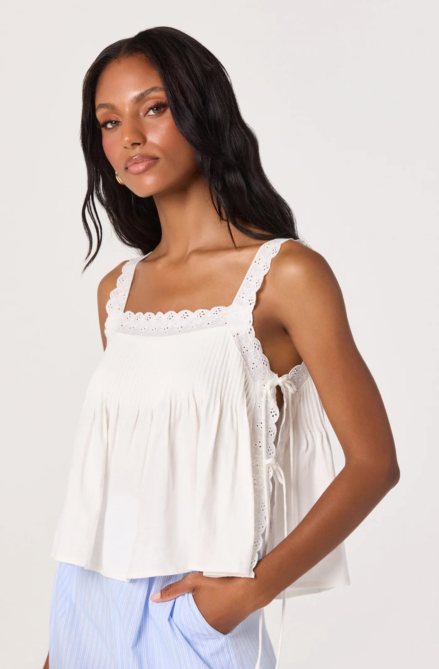 Lori Eyelet Babydoll Top