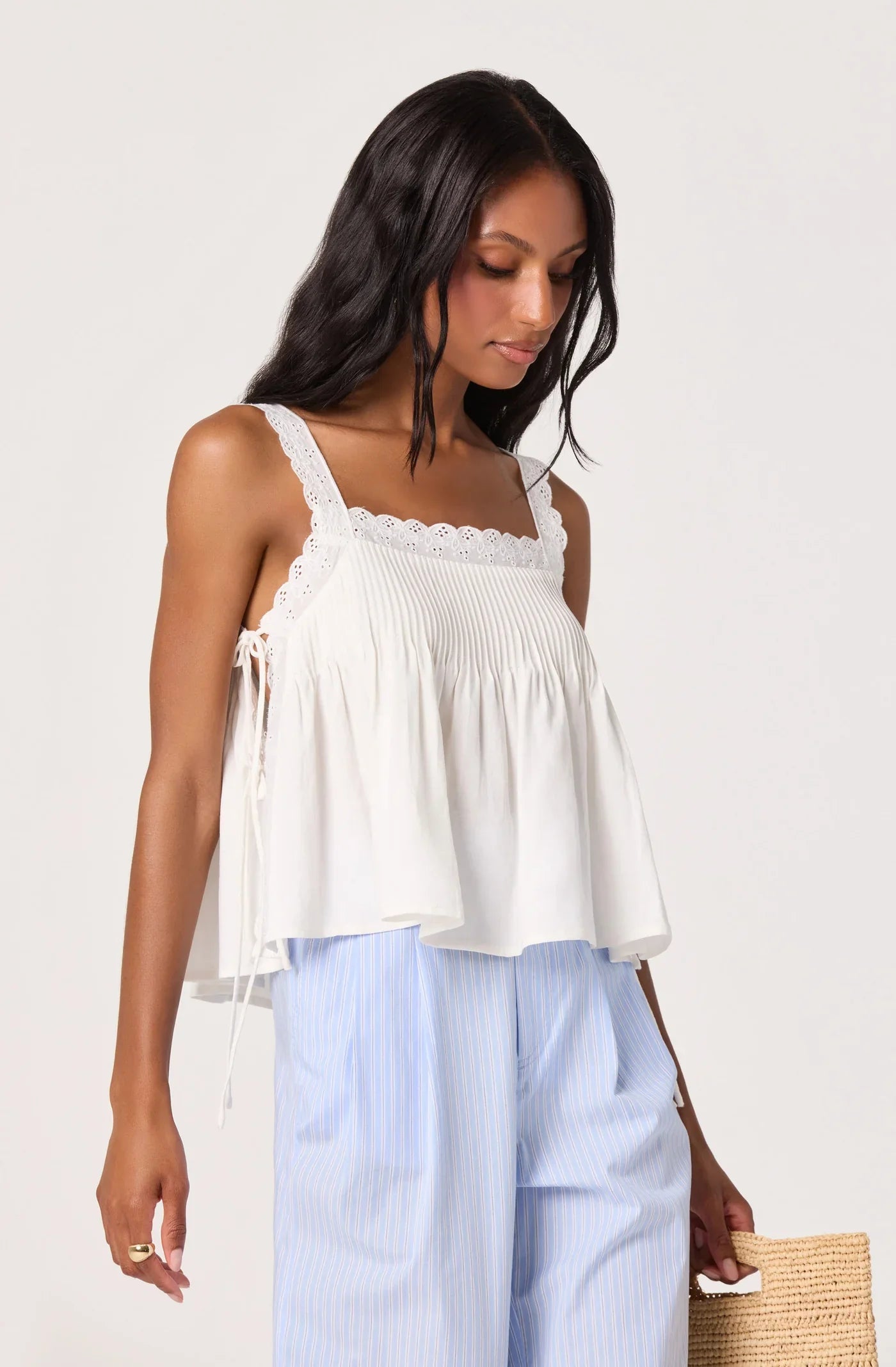 Lori Eyelet Babydoll Top