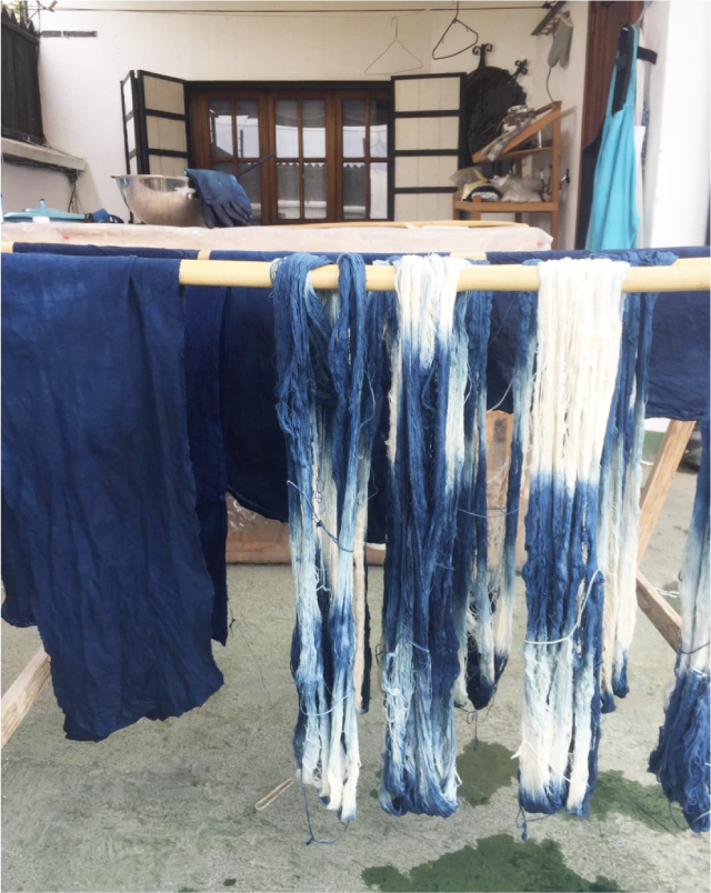 Indigo Striped Shibori Tassel Lumbar Pillow 12" x 20"