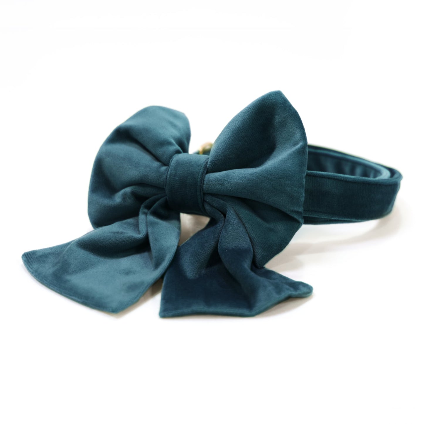 Velvet Atlantic Waves Classic Dog Collar + Sailor Bow