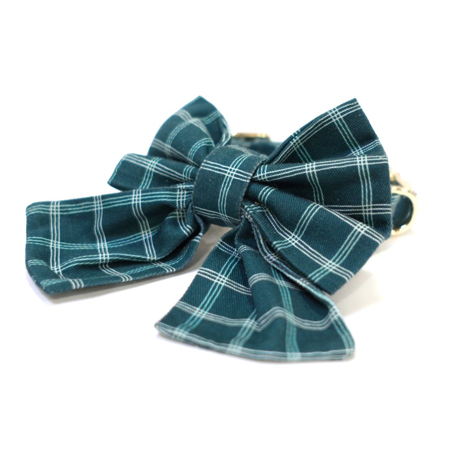Atlantic Waves Windowpane Classic Dog Collar + Sailor Bow