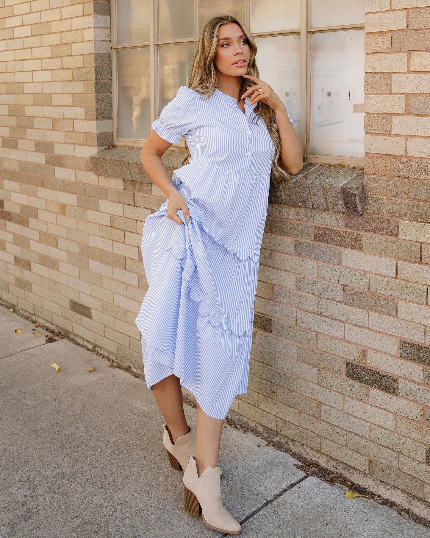 Kaeli Scallop Tiered Dress