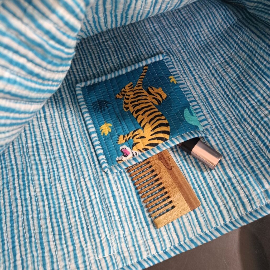 Blue Tiger Cotton Tote Bag