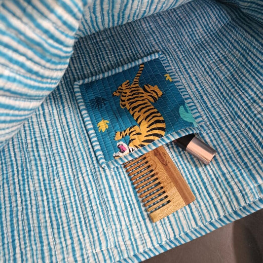 Blue Tiger Cotton Tote Bag