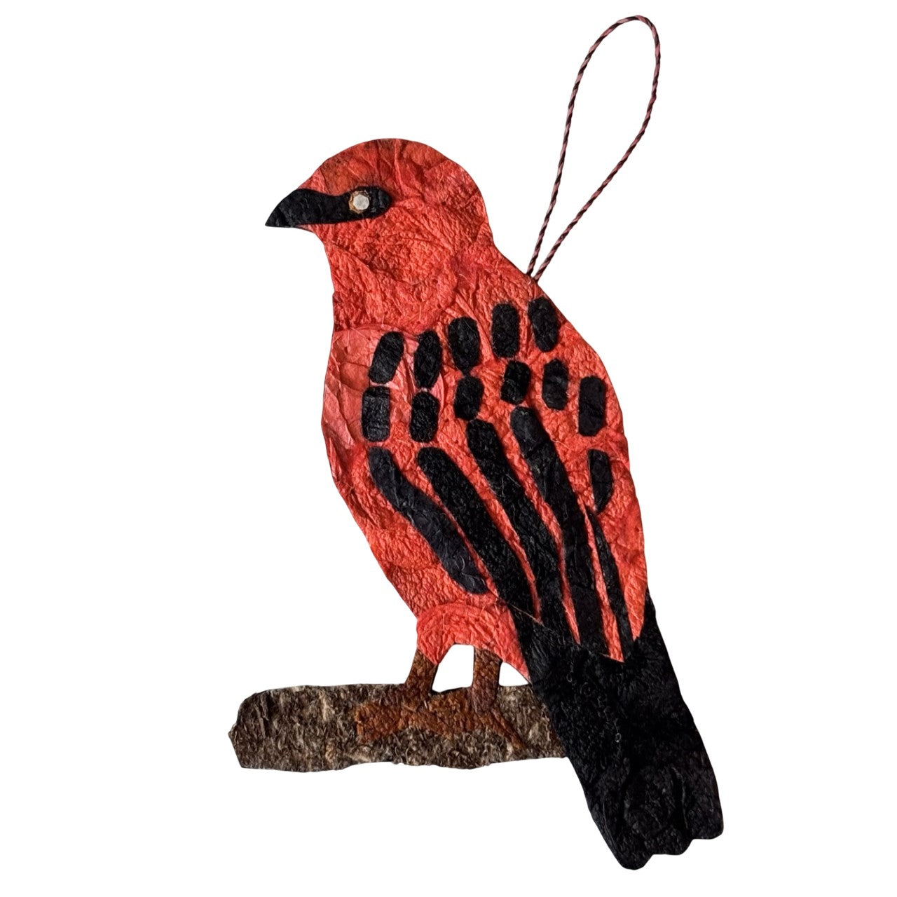 Silk Bird Ornament - Red Fody