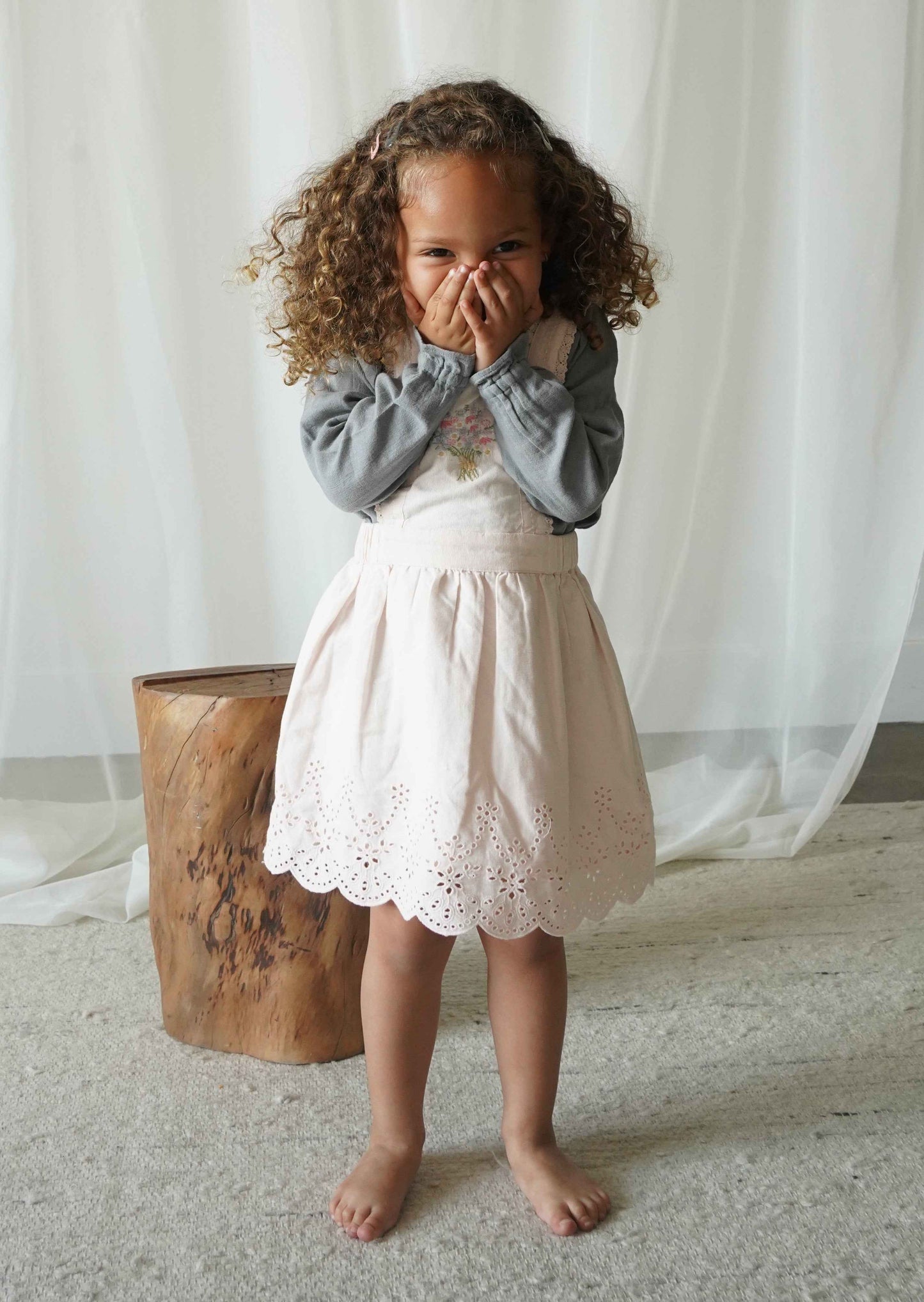 Elea | Corduroy Cotton Anglaise Dress | Primrose