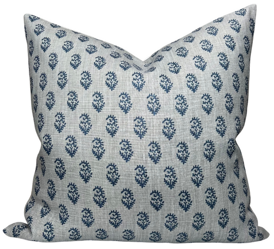 Rajmata Tonal Pillow Cover in Mist Indigo/Blue, Peter Dunham Textiles