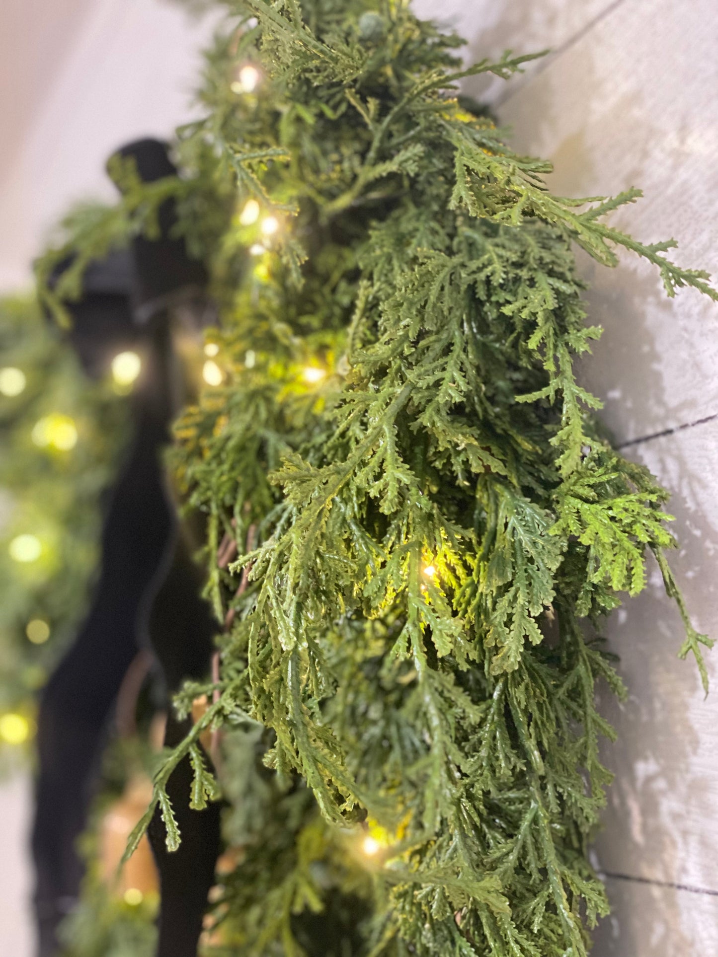 PreLit Cascading Juniper and Cedar Wreath with Bells