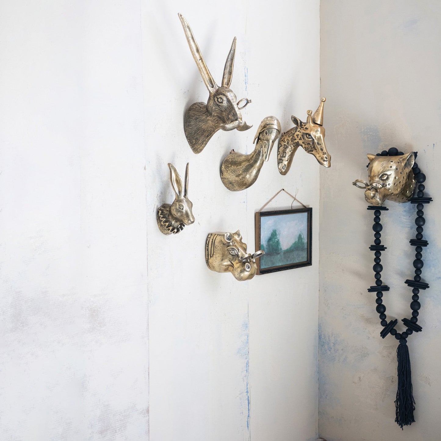 Brass Finish Cast Aluminum Vintage Aviator Duck Head with Flight Hat Wall Mount