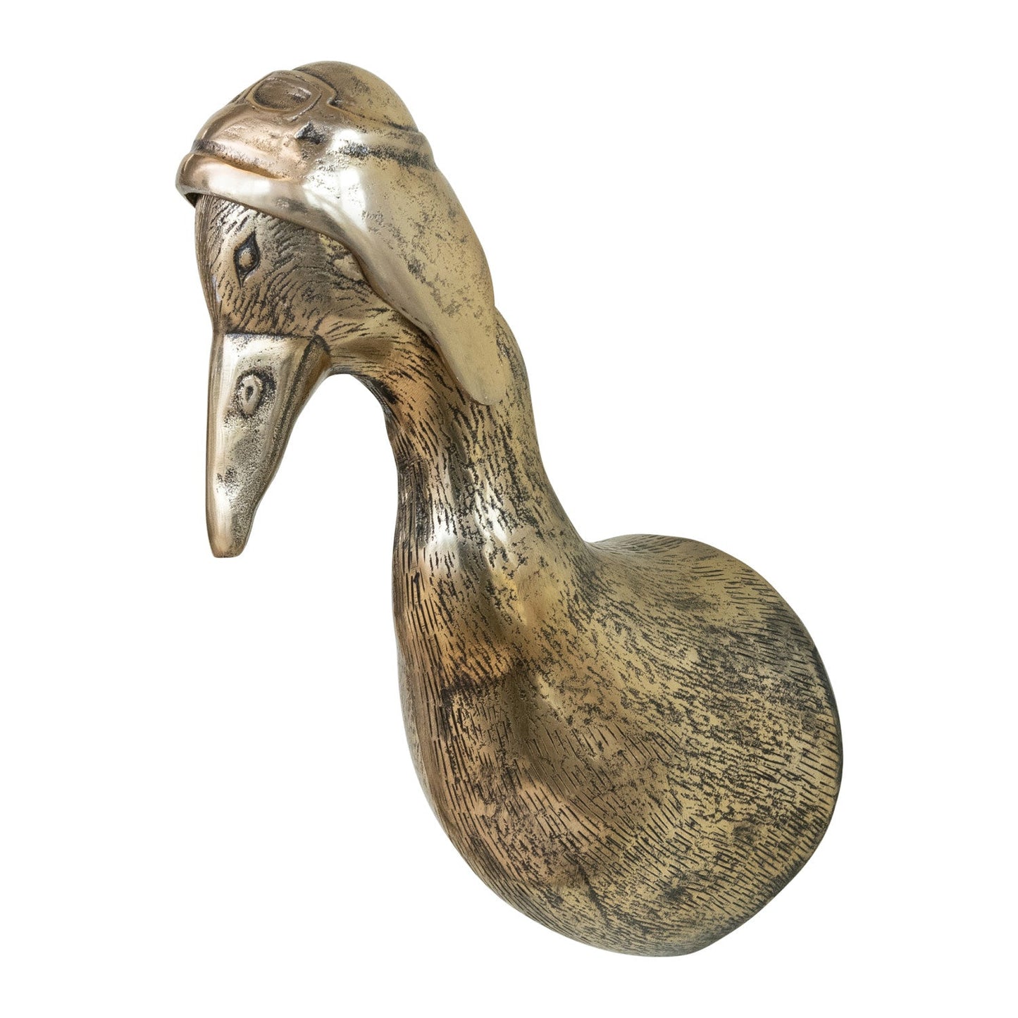 Brass Finish Cast Aluminum Vintage Aviator Duck Head with Flight Hat Wall Mount