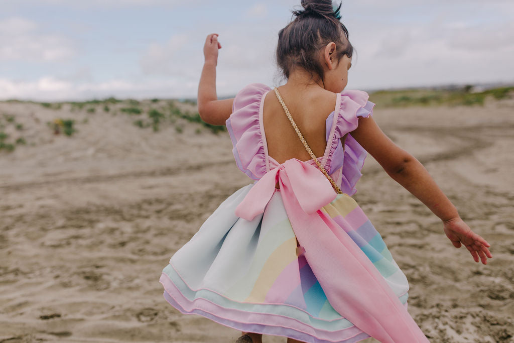 Kids Rainbow Earthtone tote - Leatherette strap