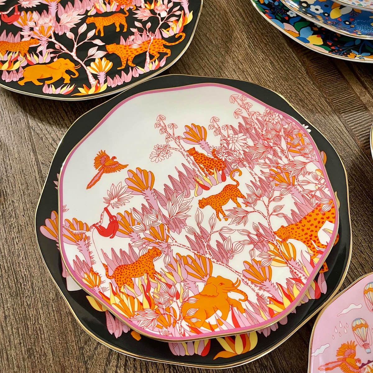 Travel Around World Bone China Plates, Set Of Three