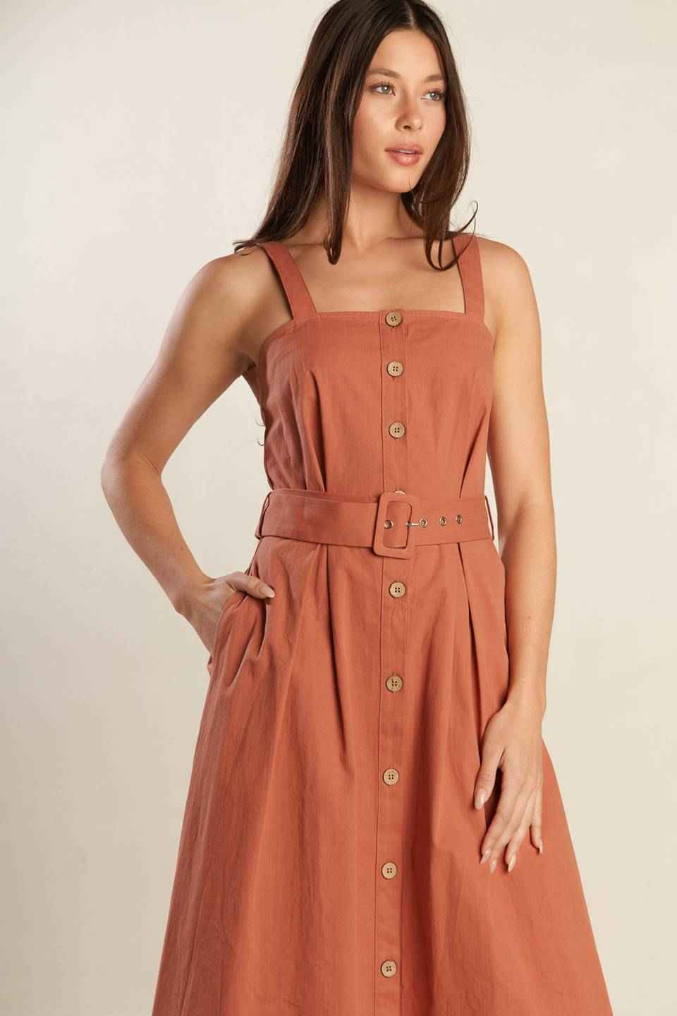 CALIFORNIA DREAMING WOVEN MIDI DRESS