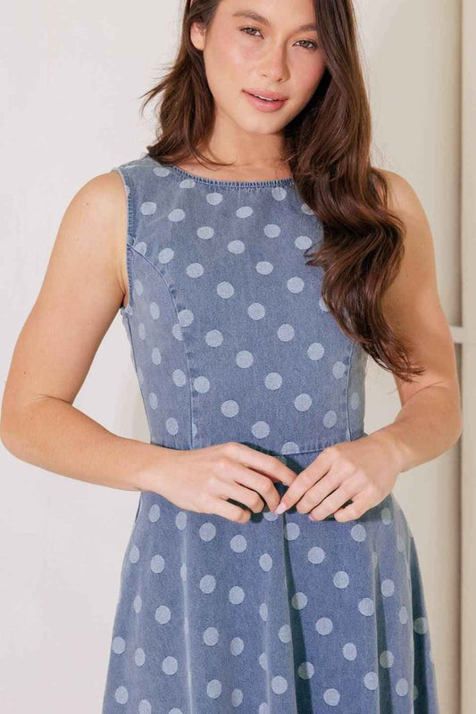 TOO SWEET TO ME DENIM MIDI DRESS