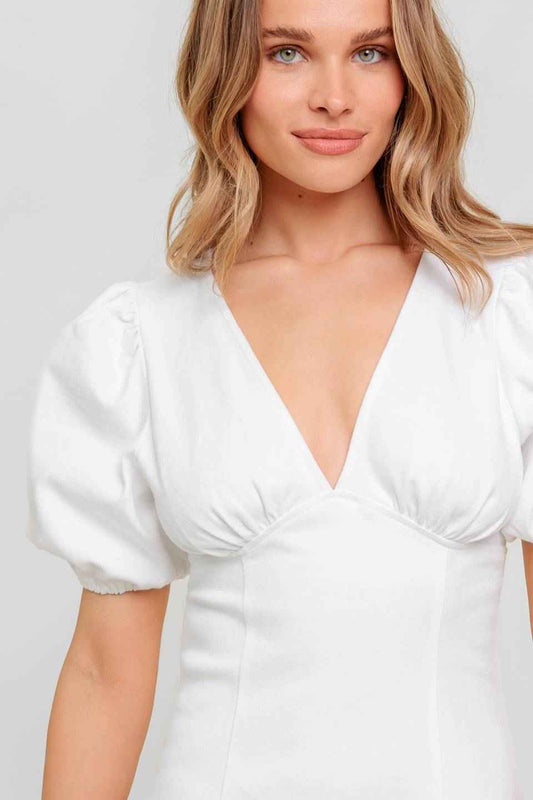 SECRET VINE GLOW WOVEN TWILL MIDI DRESS
