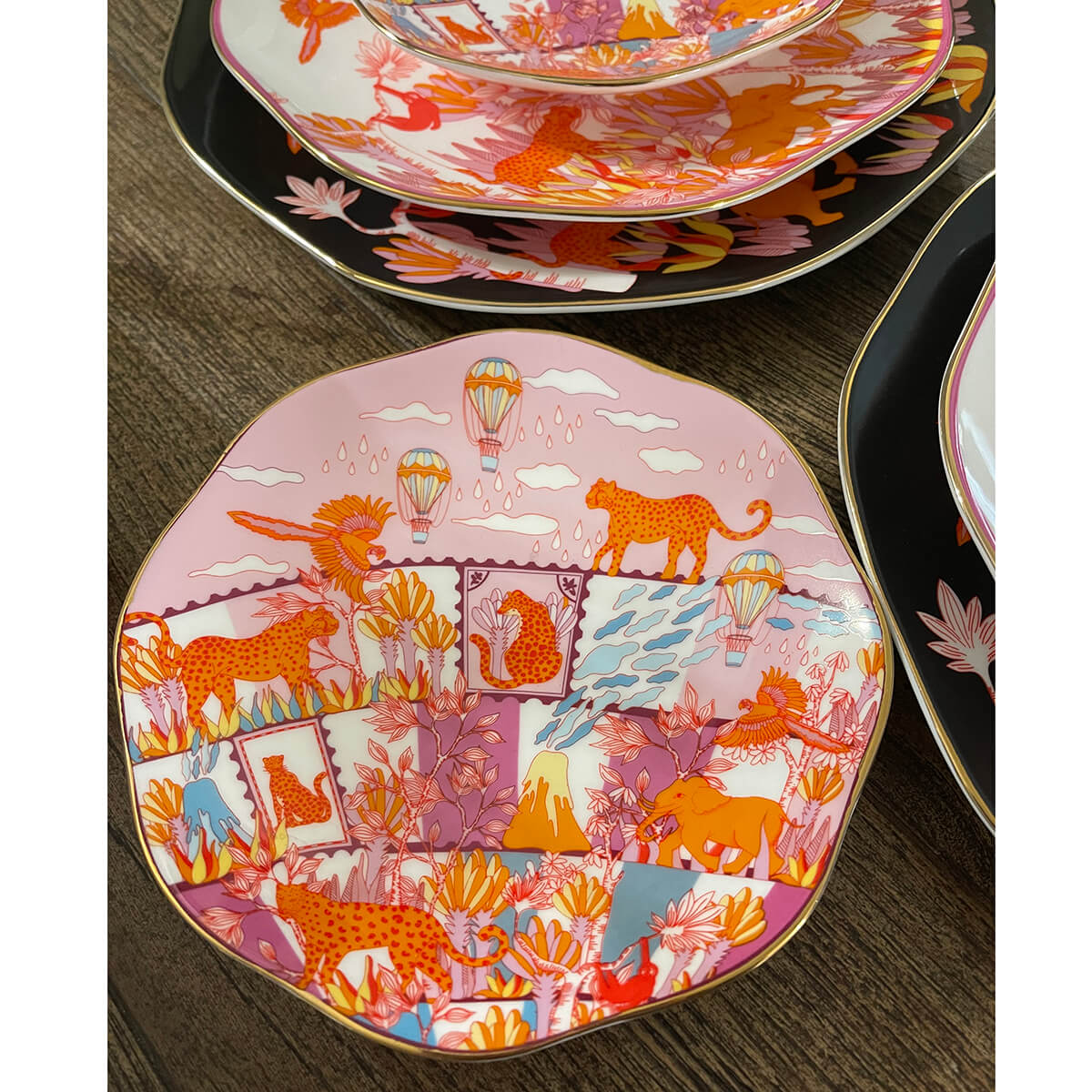 Travel Around World Bone China Plates, Set Of Three