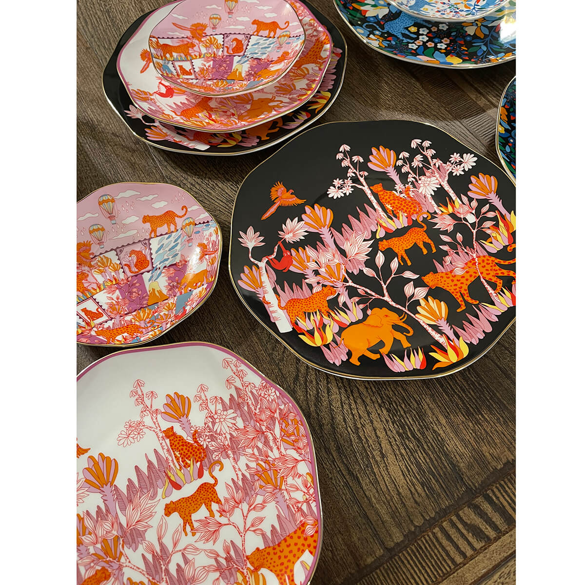 Travel Around World Bone China Plates, Set Of Three