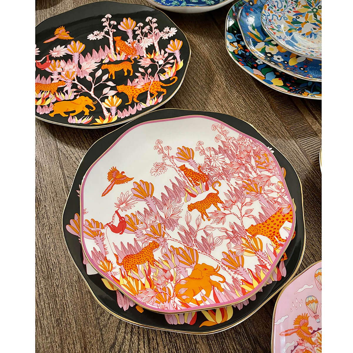 Travel Around World Bone China Plates, Set Of Three