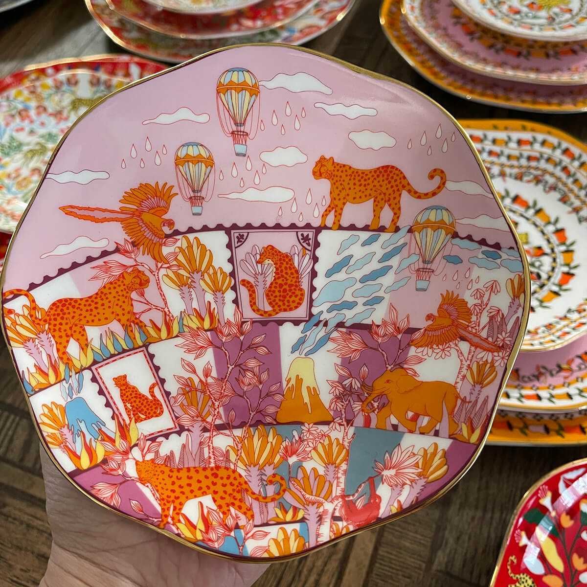 Travel Around World Bone China Plates, Set Of Three