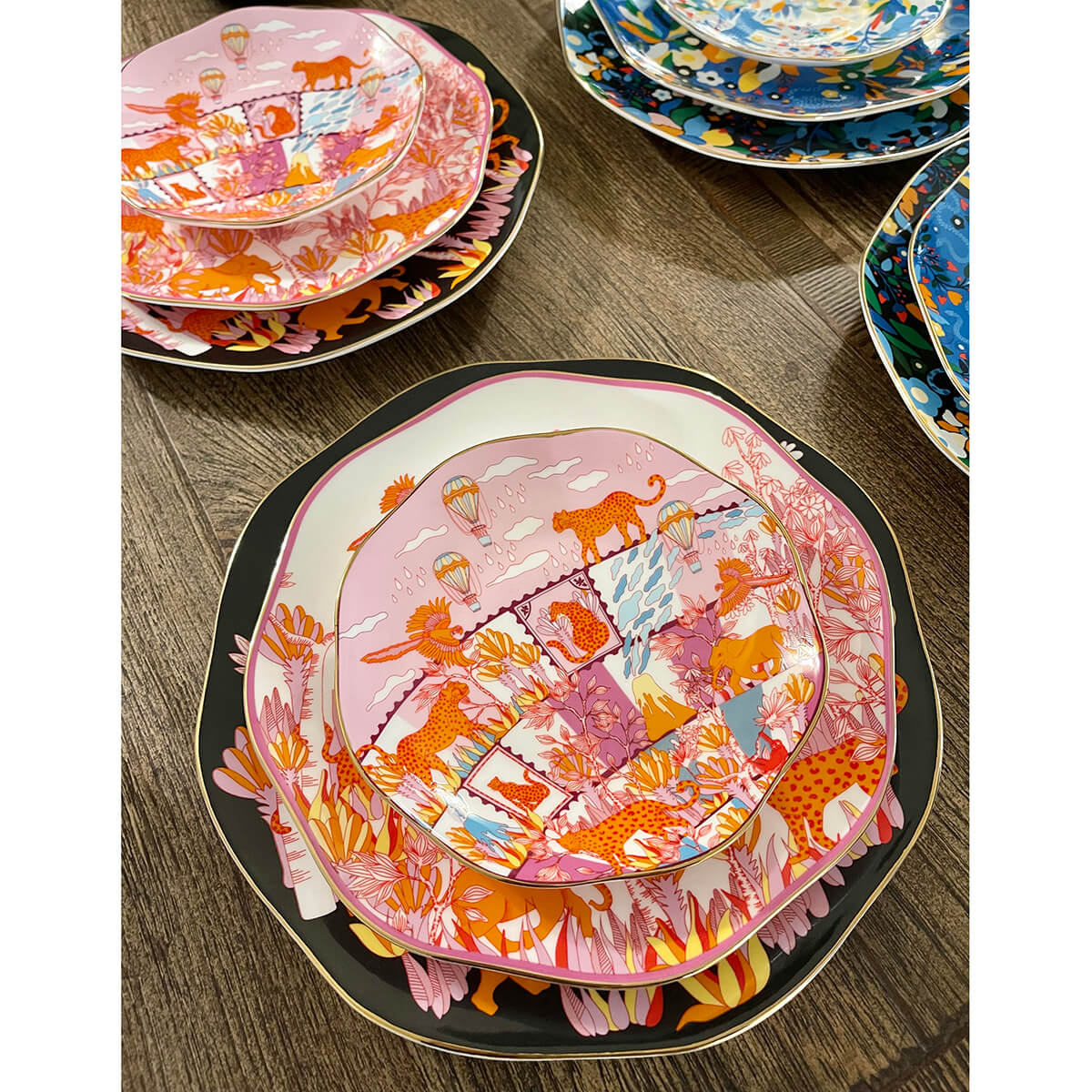 Travel Around World Bone China Plates, Set Of Three