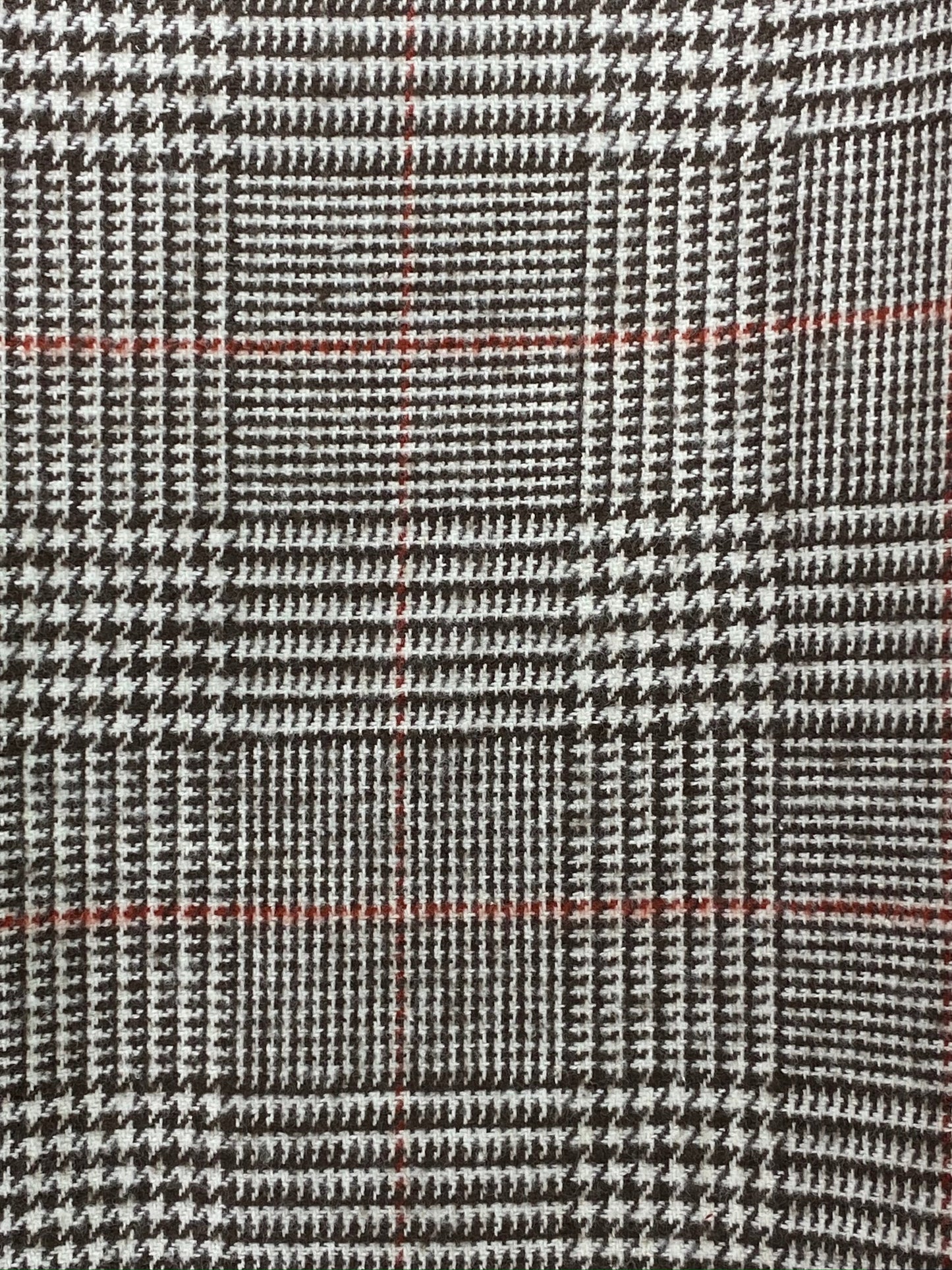 Dark Brown and Cream with Burnt Orange Glen Check Plaid Flannel Infinity or Blanket Scarf