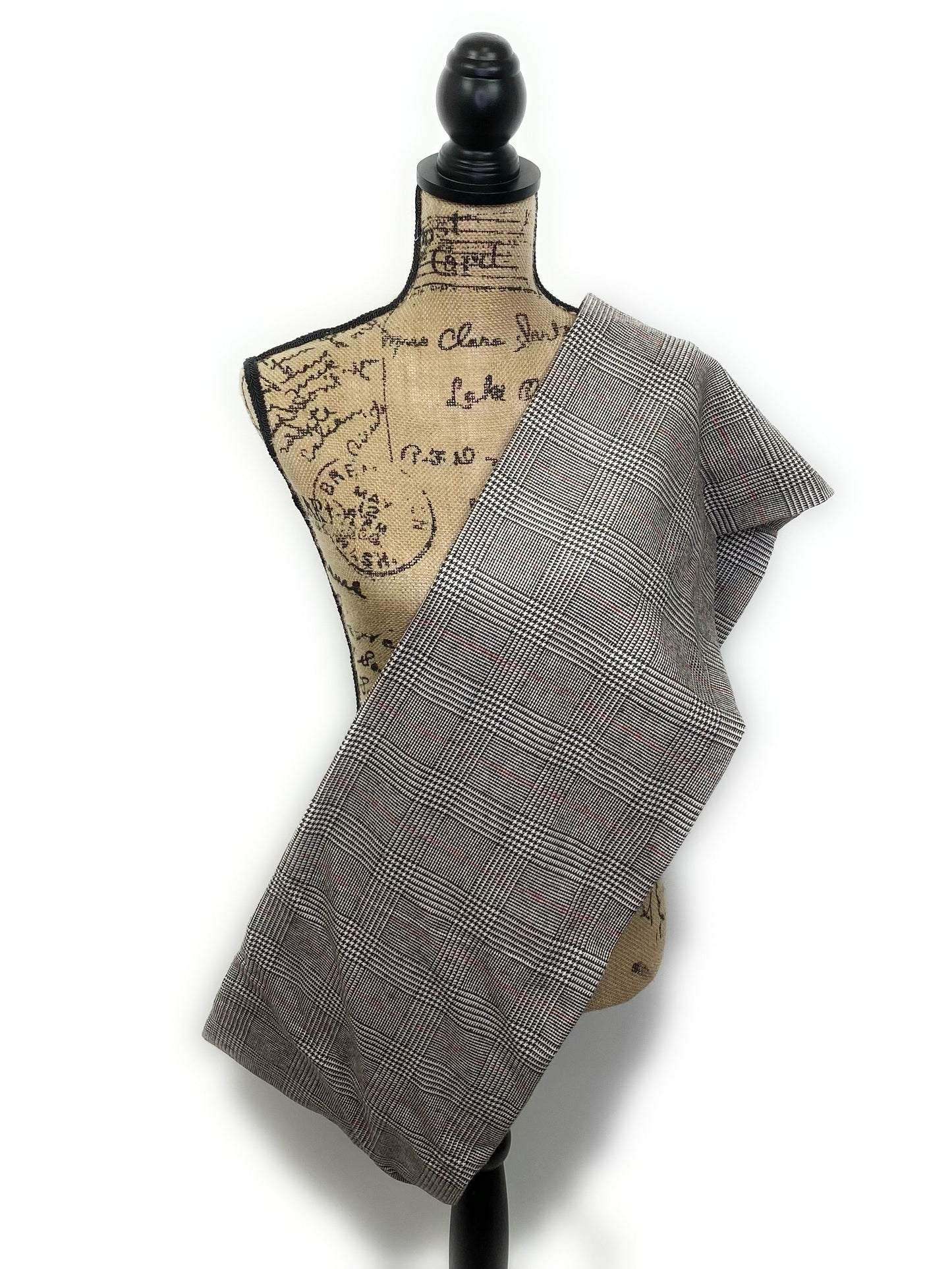 Dark Brown and Cream with Burnt Orange Glen Check Plaid Flannel Infinity or Blanket Scarf
