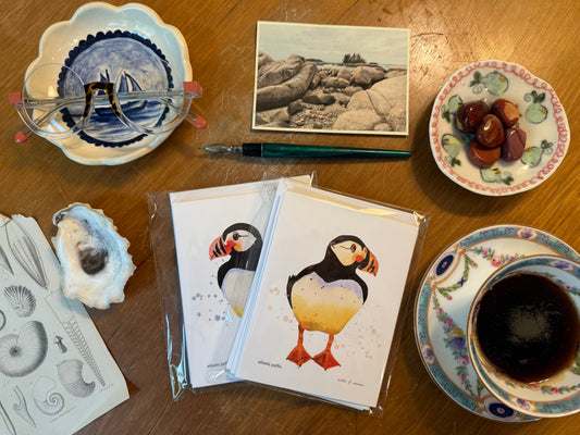 Luxury Notecards ~ Atlantic Puffins - Pack of 4