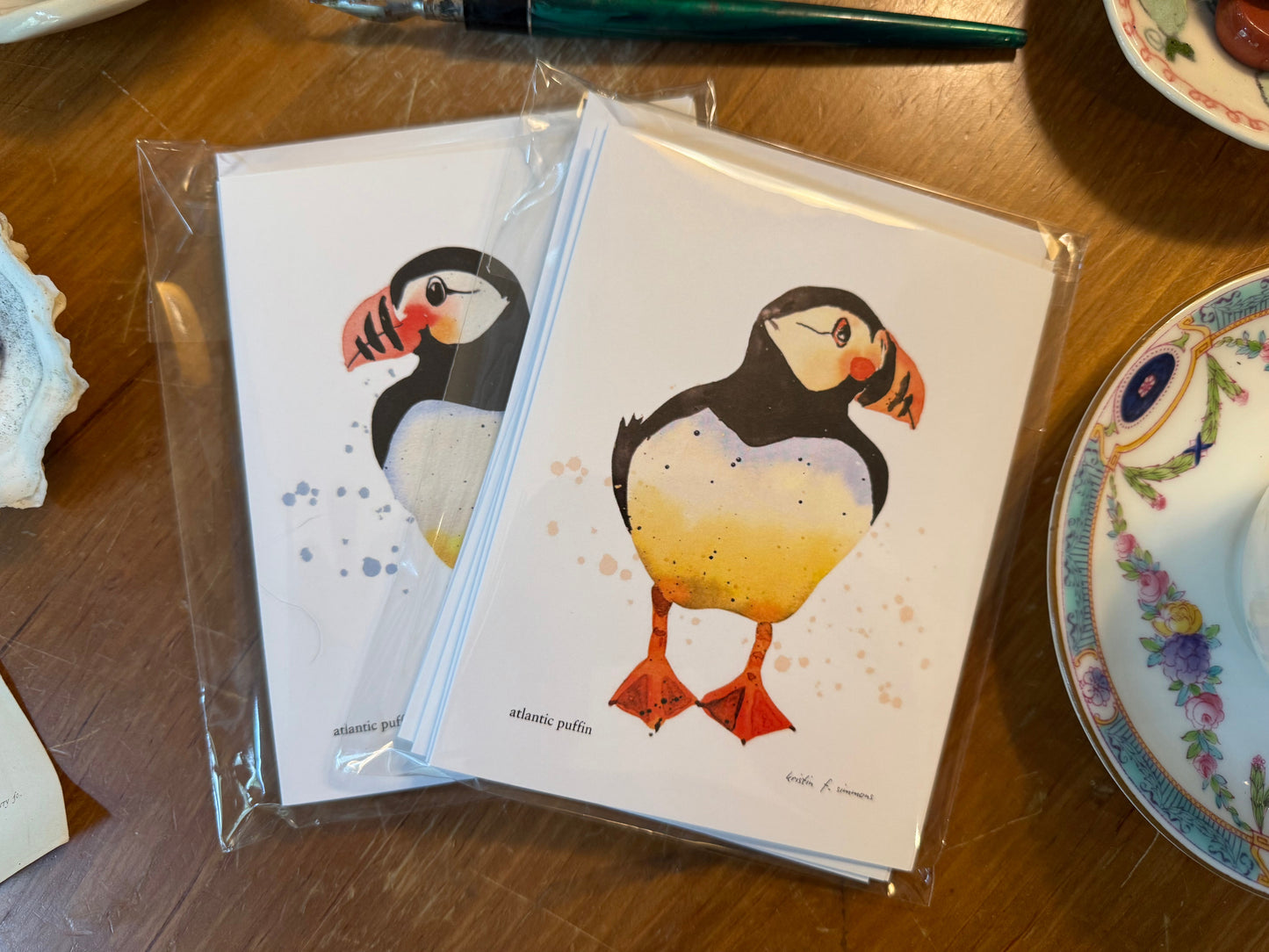 Luxury Notecards ~ Atlantic Puffins - Pack of 4