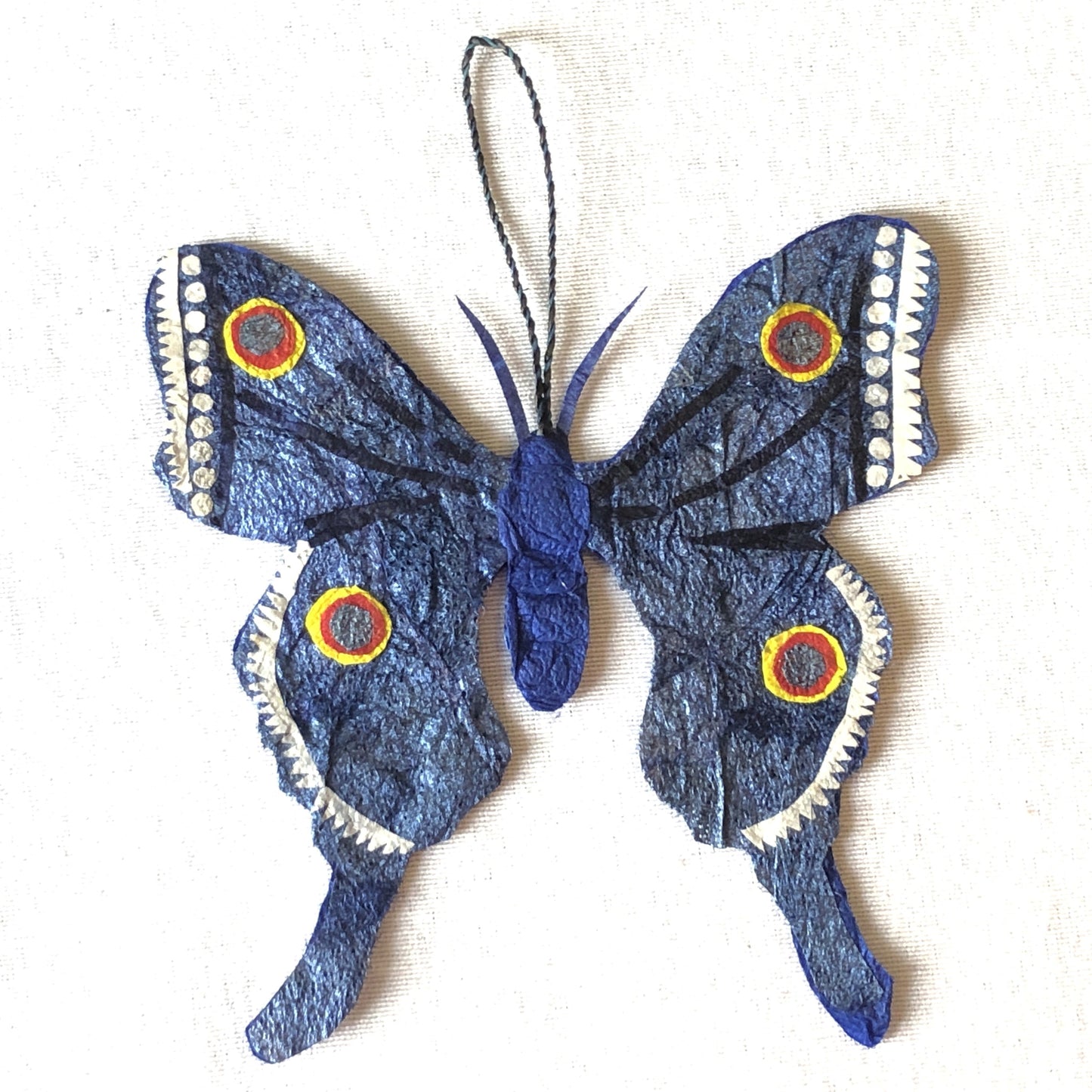 Madagascar Silk Butterfly Ornament - Blue