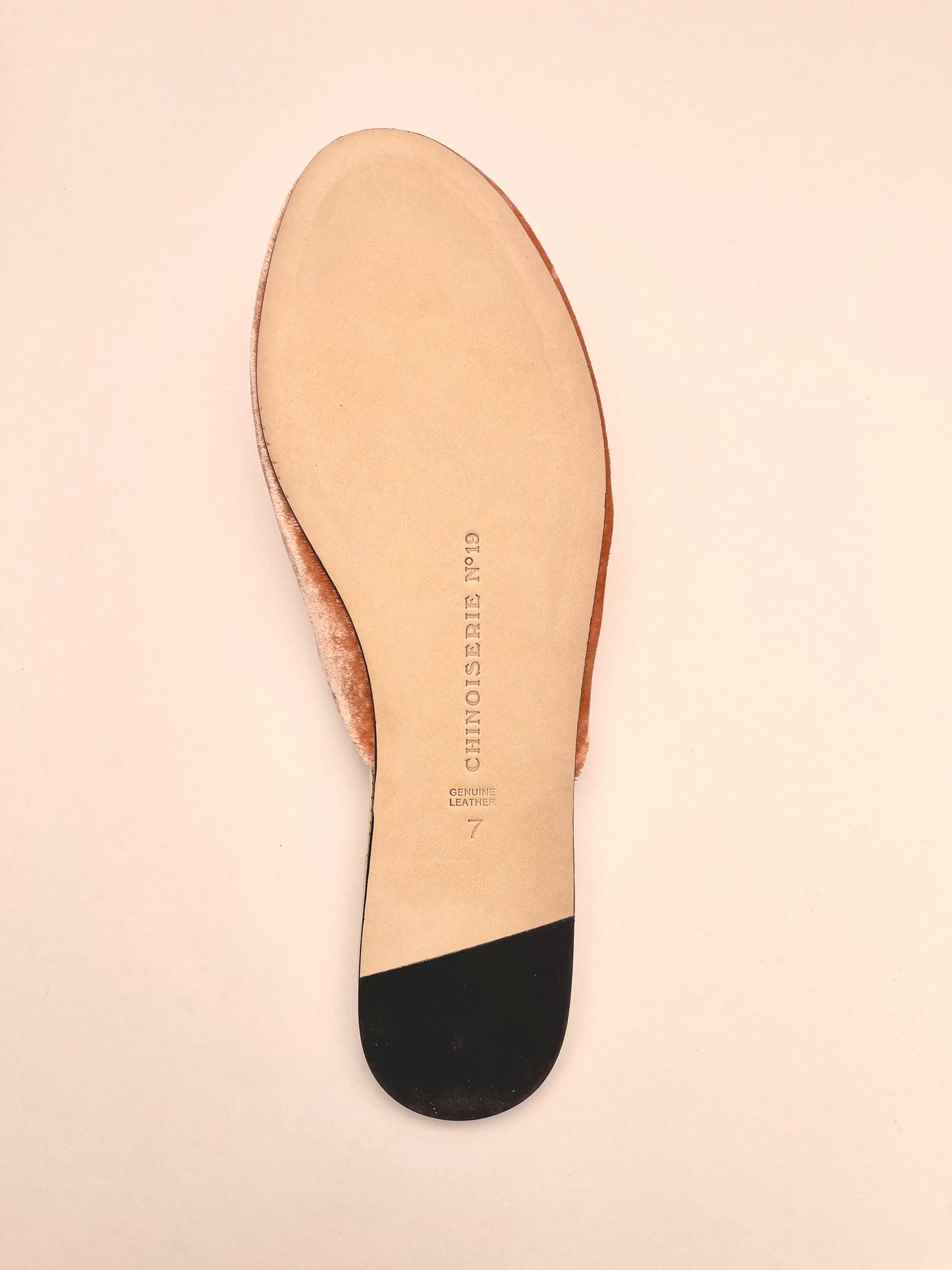 Goldfish Embroidered Velvet Mules Slippers in Peach Blush