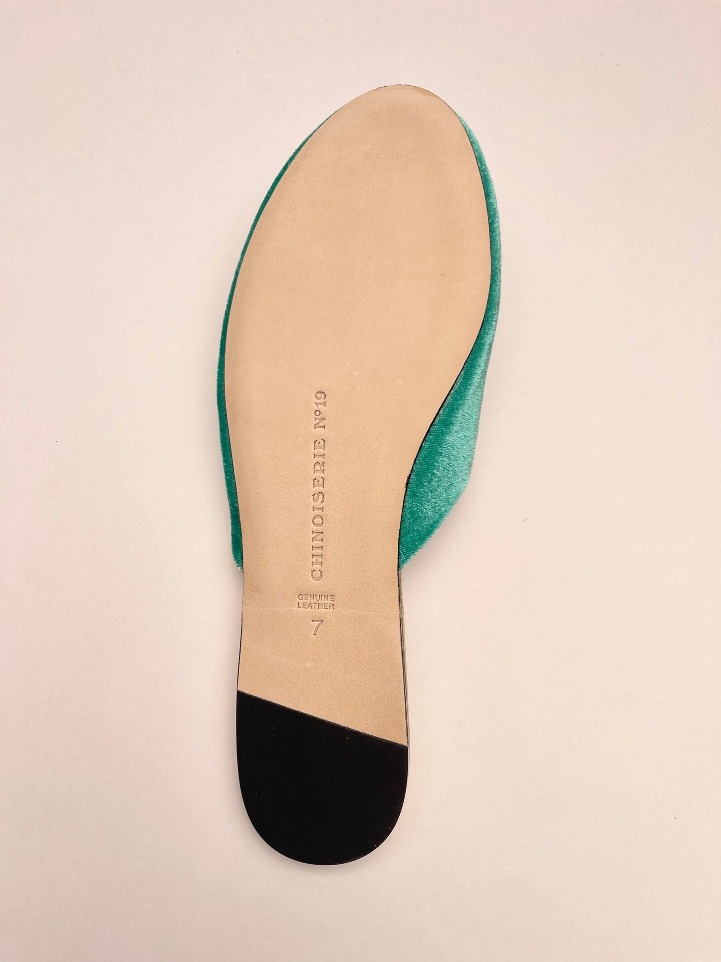 Peony Embroidered Velvet Mules Slippers in Jade