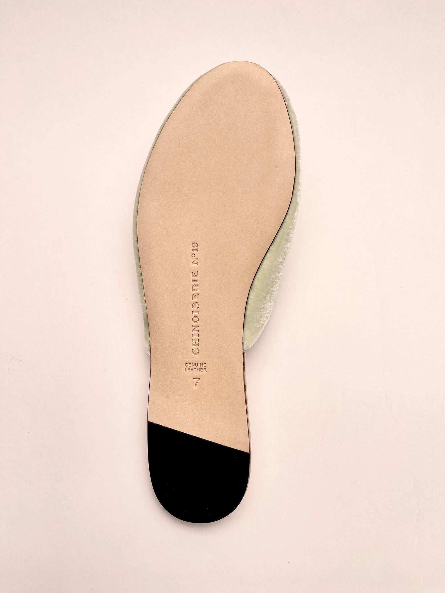Goldfish Embroidered Velvet Mules Slippers in Chiffon Mint