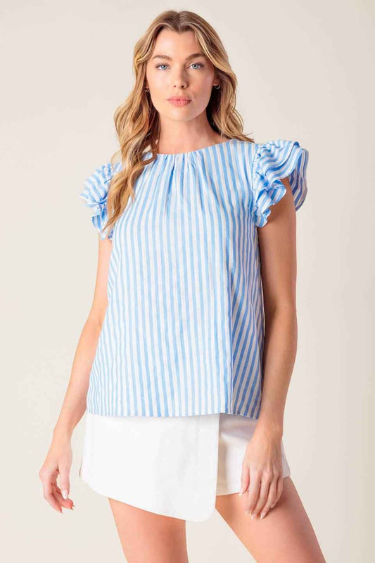 SWEET HARMONY BLUE WOVEN TOP