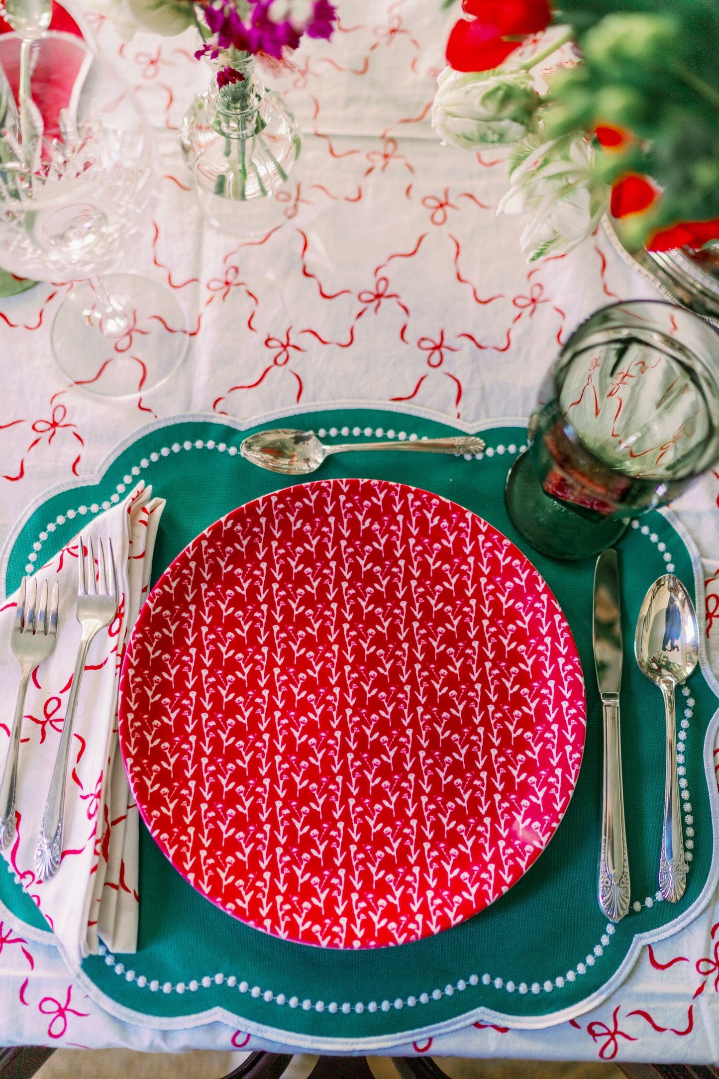 Set of Cranberry Ivy Manor China Plates (Set of 4 or 8)