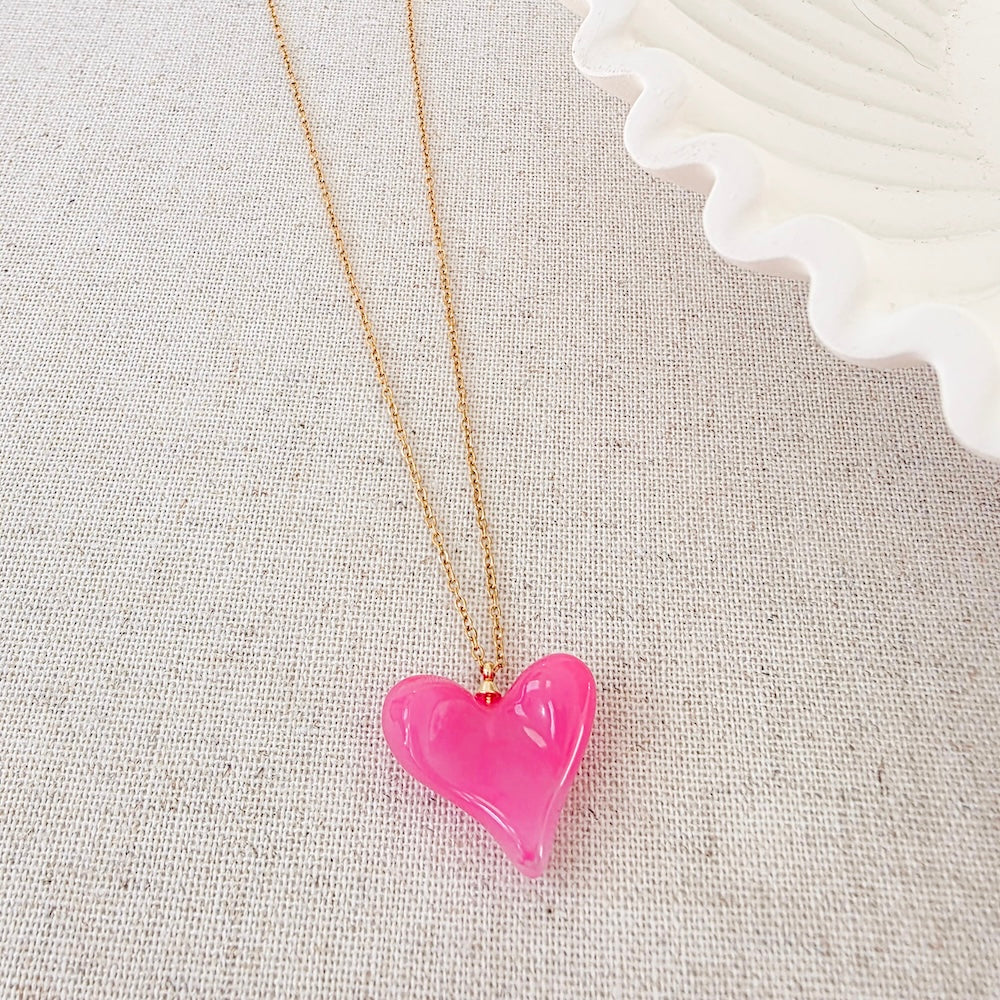 Jan Resin Heart Necklace - WATERPROOF