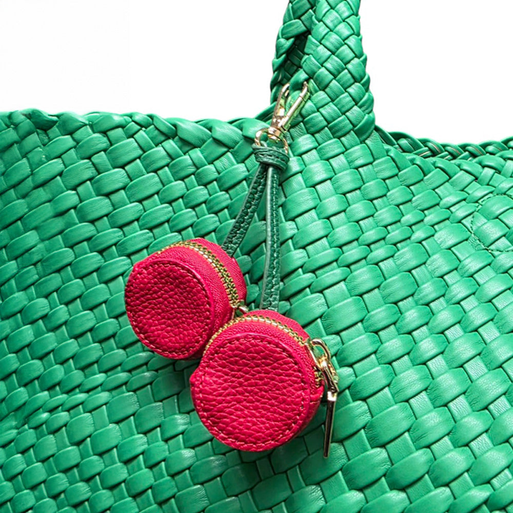 Faux Leather Cherry Keychain / Bag Charm / Coin Purse