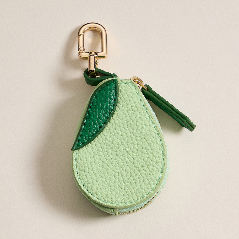 Genuine Leather Avocado Coin Purse Keychain Bag Charm