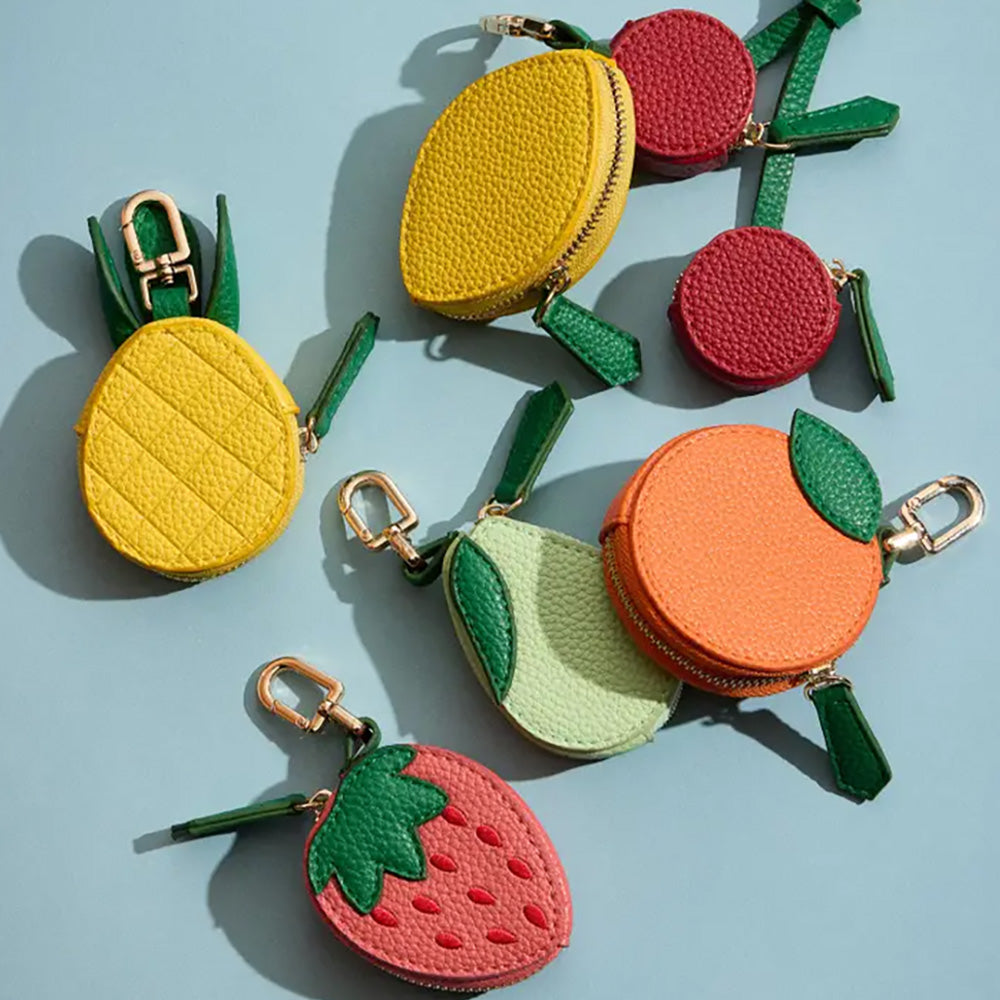 Genuine Leather Avocado Coin Purse Keychain Bag Charm