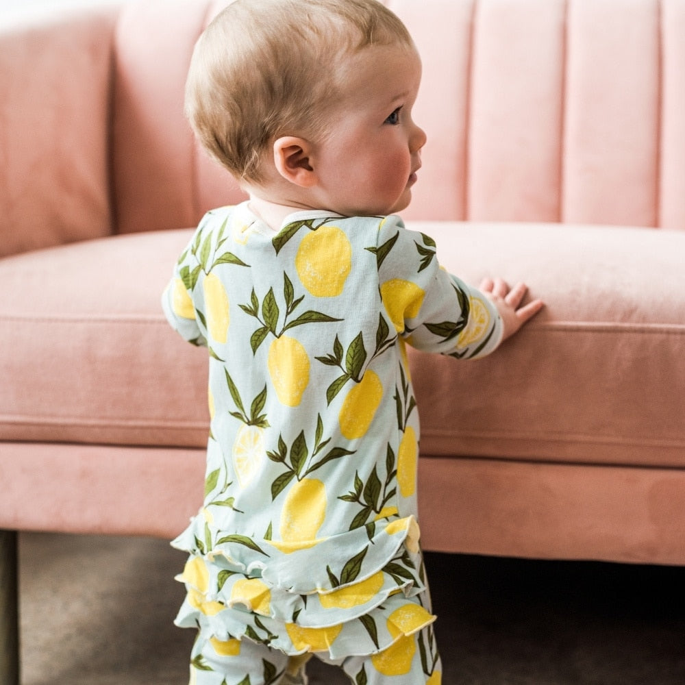 Goose Luxe Stretch Ruffle Footed Romper