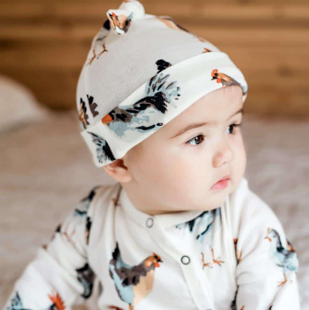 Chicken Organic Cotton Knotted Beanie Hat