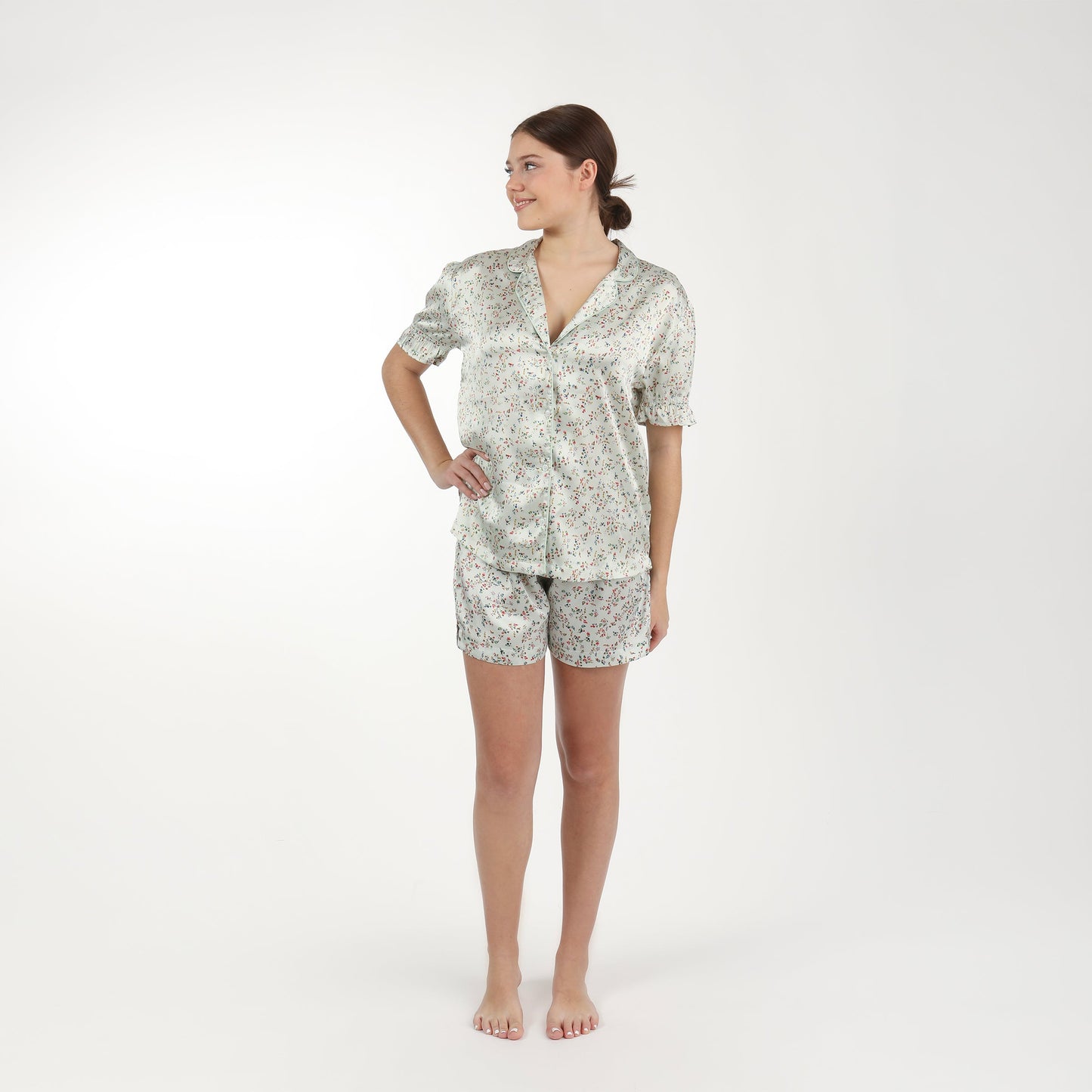 BIRDIE SATIN SHORT FLORAL PAJAMAS