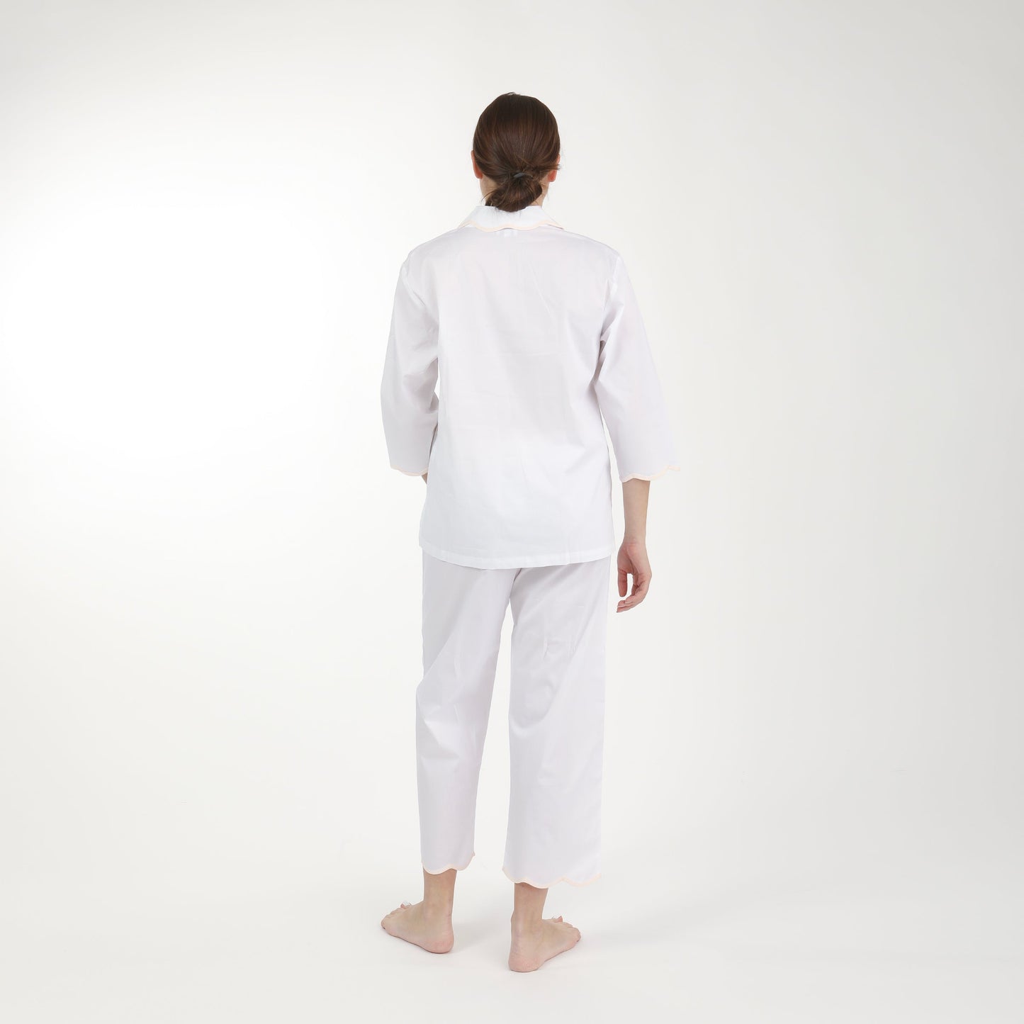 VANDY SCALLOPED TAPE TRIM COTTON PAJAMAS
