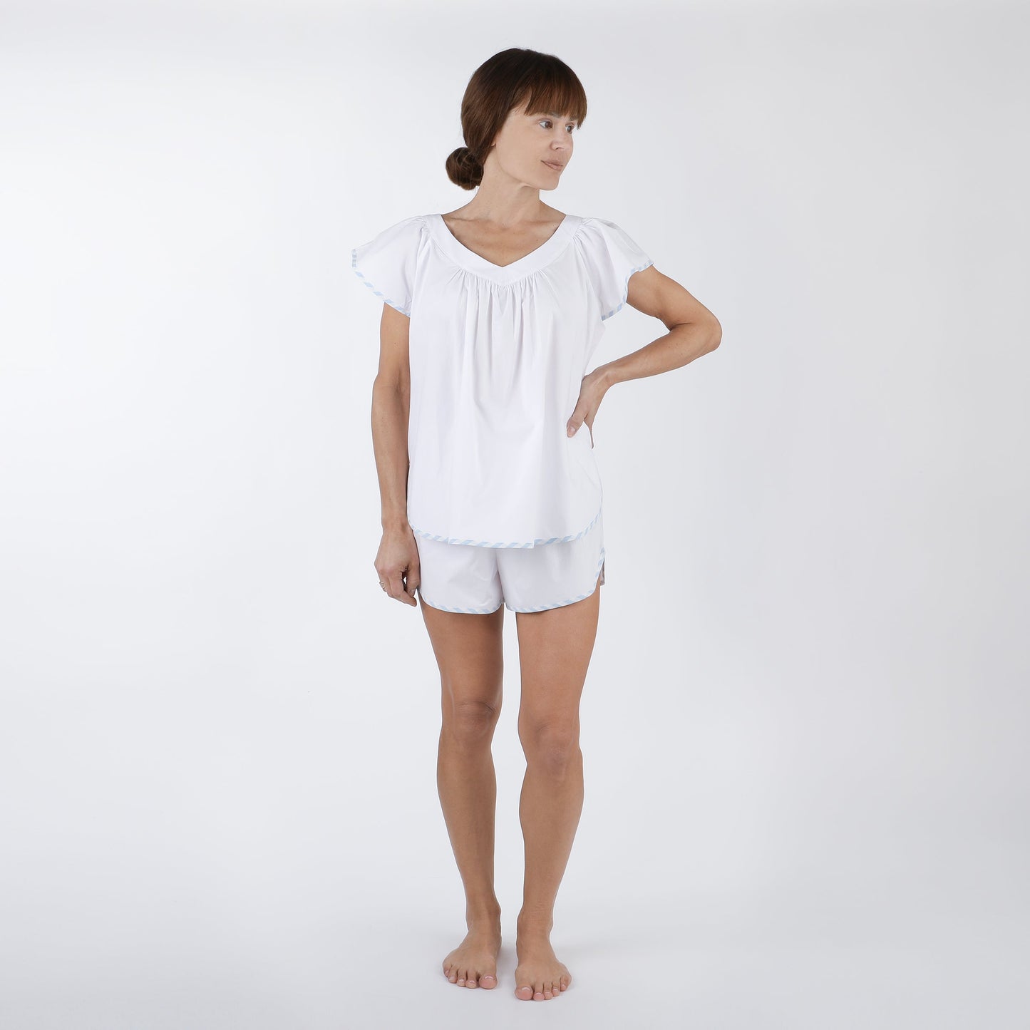 VANDY SCALLOPED COTTON SHORT PAJAMAS