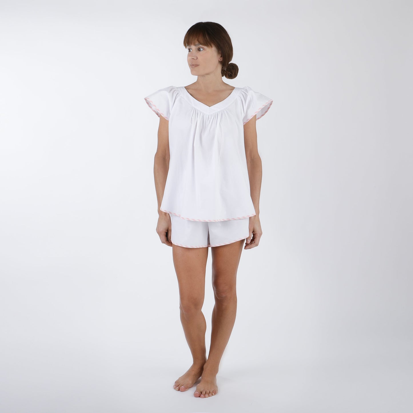 VANDY SCALLOPED COTTON SHORT PAJAMAS