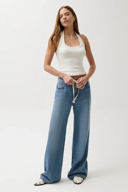 Jadyn Mid Rise Drawstring Palazzo Jean Expanse
