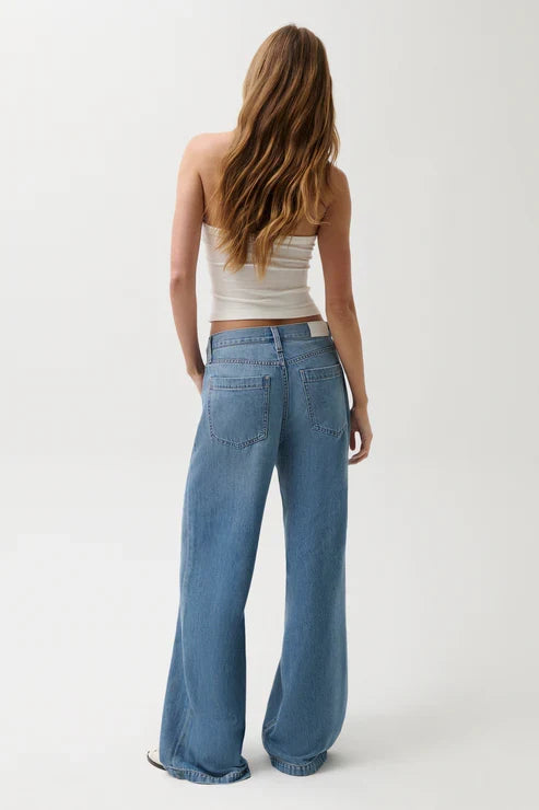 Jadyn Mid Rise Drawstring Palazzo Jean Expanse